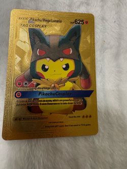 Pokémon Pikachu Mega Lucario Tag Cosplay Gold Card Fan Art