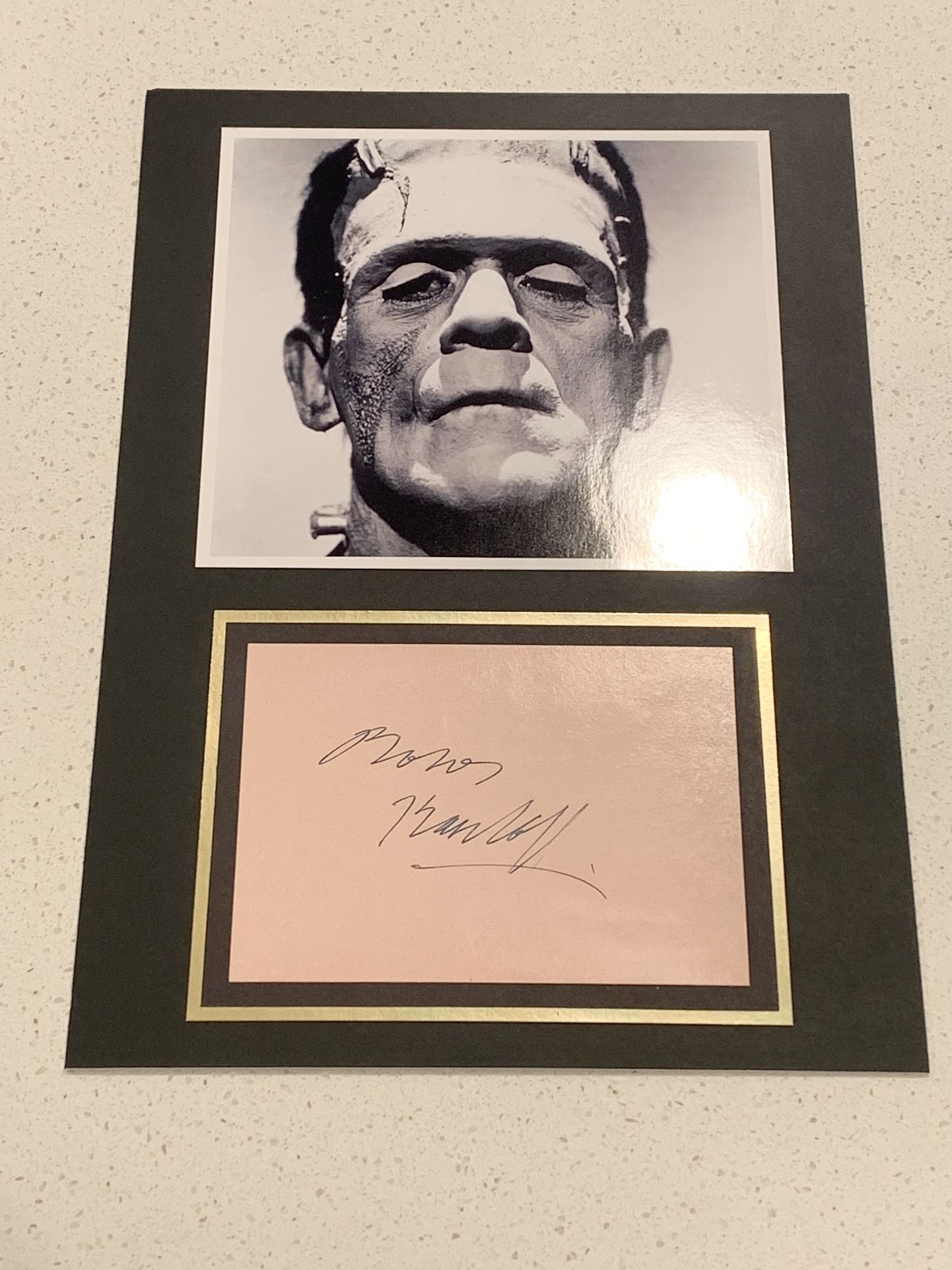 Boris Karloff Frankenstein Signed Autographed Cut With Photo