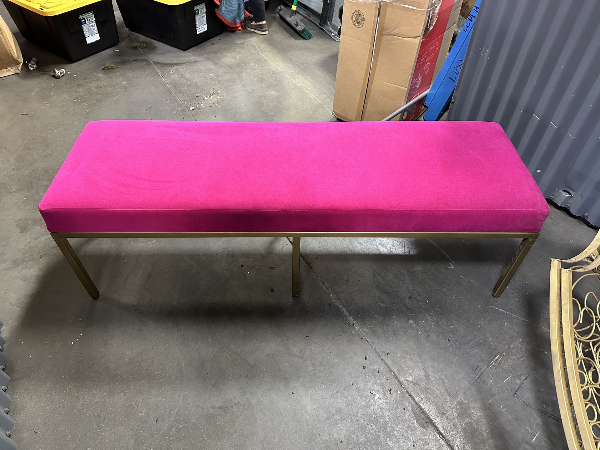 Pink Velvet Ottoman
