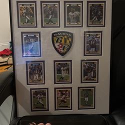 Baltimore, ravens, memorabilia, player cards and real patch framed