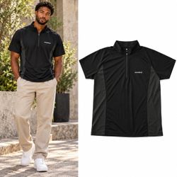Montbell Men’s Black Short Sleeve Quarter Zip Shirt Asian XL