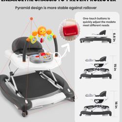 Baby Walker, 5-in-1 Baby Walkers for Boys and Girls 6-12 Months with Bouncer, Removable
