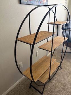 Arched Metal and Wood Tiered Bookshelf