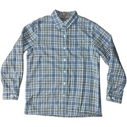 L.L. Bean Plaid Blue Fleece Lined Button Down Flannel Shirt Jacket Top Sz Small