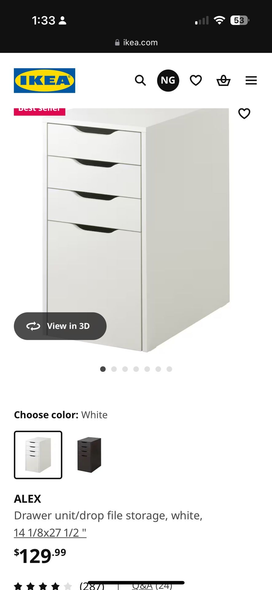 ALEX IKEA Filing Cabinet