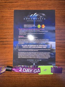Dreamstate 2026 2 Days Wrist Band