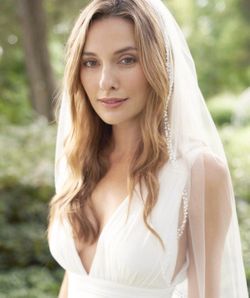 Short Elbow Length Beaded Wedding Veil