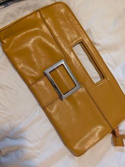 Nine West Women’s Brown Clutch, Zip, Silver Hardware, Pouch