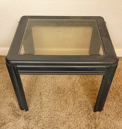 Set of 2 Black Tables – Smoky Beveled Glass Tops – $70 obo