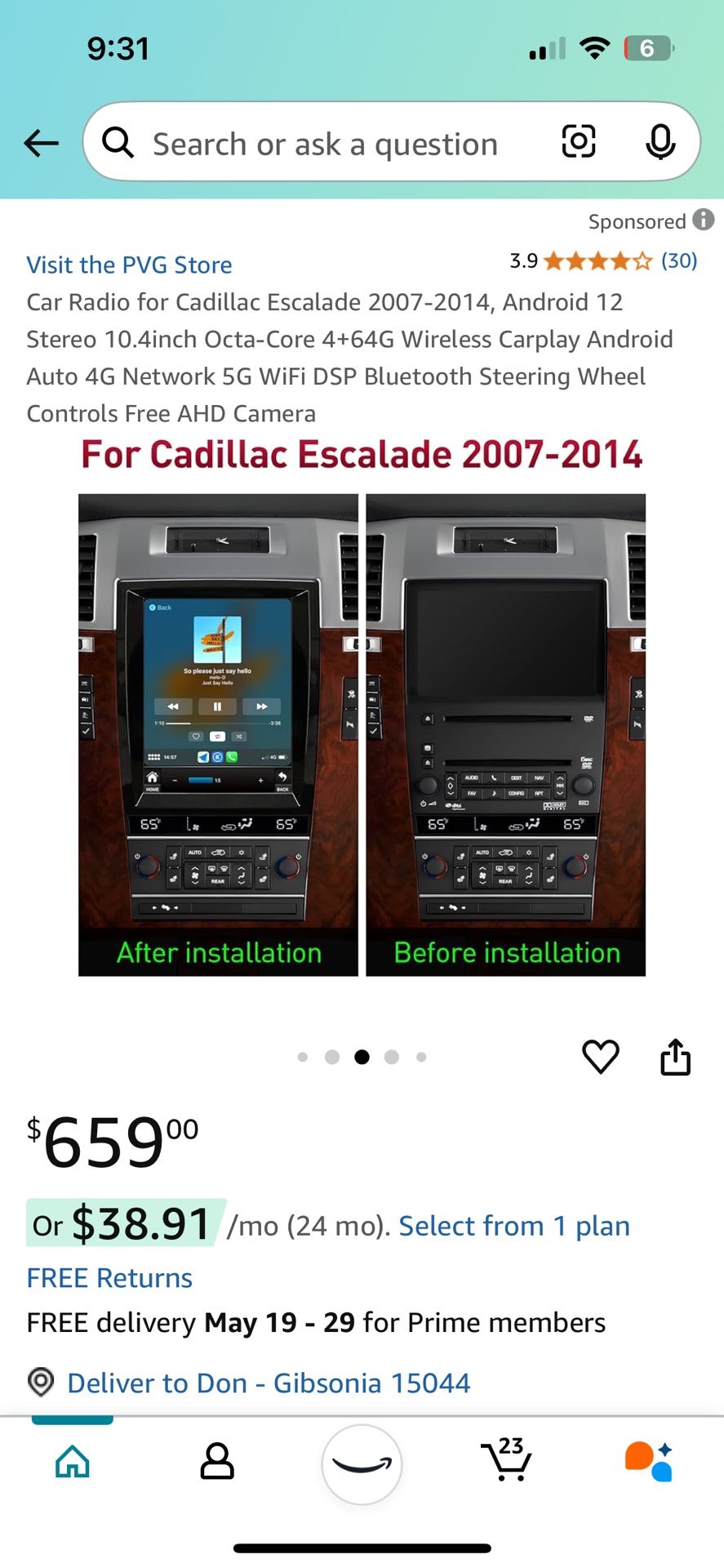 Escalade Tesla Screen