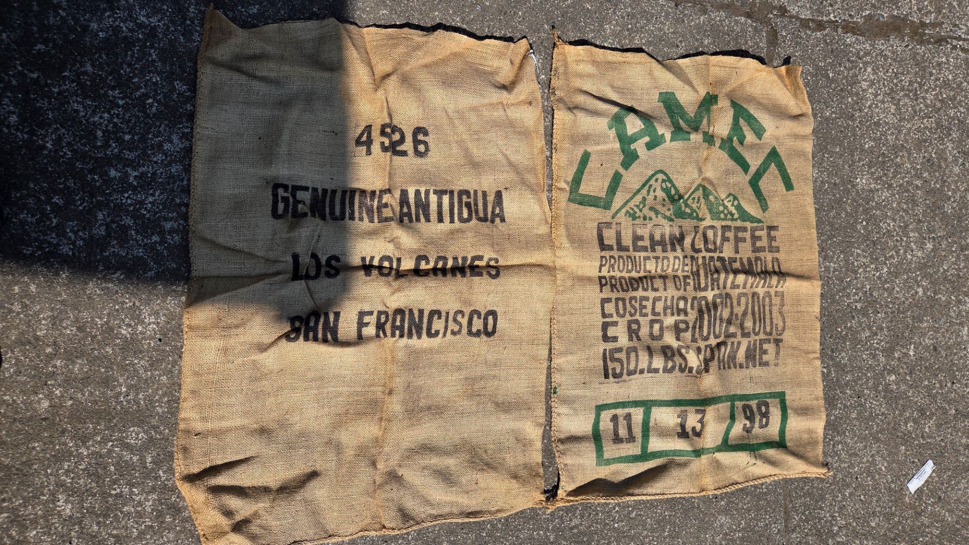 2 Old CAMEC Guatemalan Coffee Burlap Bags/Sacks