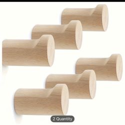 Wood Wall Hooks 6Pack, Natural Wooden Coat Hooks Wall Mounted, Handmade Rustic Hat Hooks Heavy Duty Entryway Wall Hangers For Hanging Towels, Clot