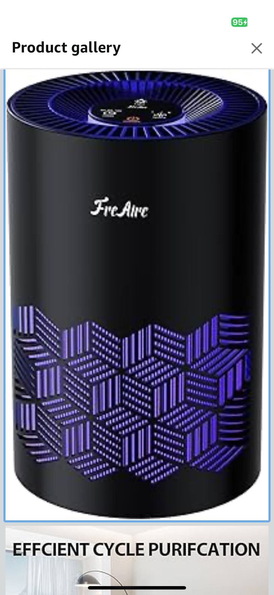 FreAire Air Purifiers for Bedroom, Air Purifiers for Home with Lights, HEPA Air Purifier Removes Dust Smoke Pollen Dander Smell, for Home/Pets/Bedroom