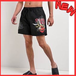 New Mens M Zumiez Ninth Hall Sacred Feather Board Shorts Eagle thorn-covered Heart
