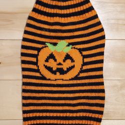 Simply Dog Jack-O-Lantern Striped Halloween Dog Sweater (S)