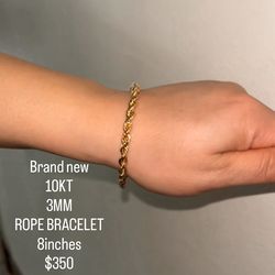 10kt gold rope bracelet 8 inches