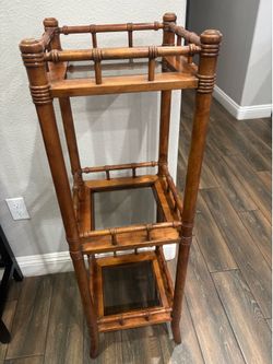 Vintage Hollywood Regency Faux Bamboo 3-Tier Etagere / Plant Stand