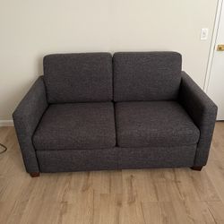 Cliff Grey Fabric 64" Full Convertible Futon Foam Sleeper Loveseat