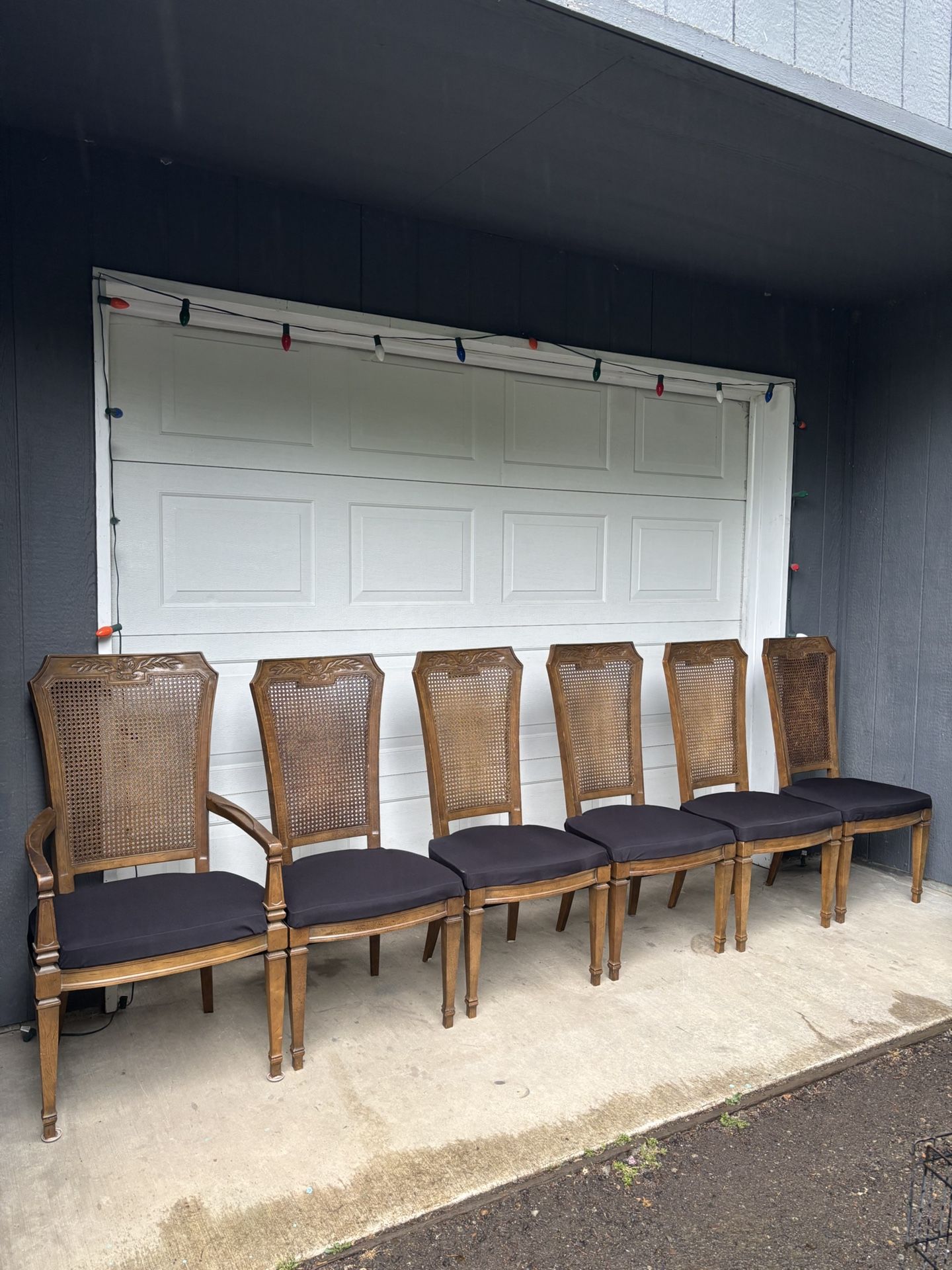 Vintage Italian Neoclassical Cane Back Drexel Dining Chairs •FREE DELIVERY•