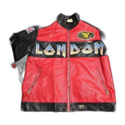 Royal Enfield World Tour Leather Motorcycle Jacket Mens M Red Black Studded Rose