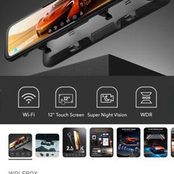 Wolfbox G840H Wifi Rear View Mirror Dash Cam NEW