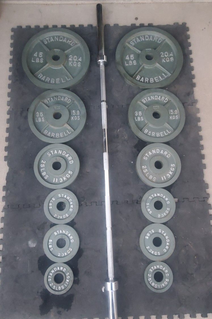 Olympic Weight Set With Olympic Bar 285lbs All Together Read Description Below..