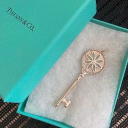 TIFFANY & Co. gorgeous Large Silver Daiso Diamond Key Necklace