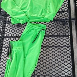 HalfHeart Lime Green 2 Piece Sweat Suit Women's Size M