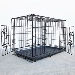 New in box $40 Folding 30” Dog Cage 2-Door Folding Pet Crate Kennel w/ Tray 30”x18”x20”