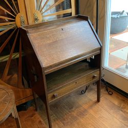 Antique Arts and Crafts Oak Drop Front Secretary Desk 