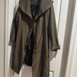 Jones New York Olive Trench Coat Size Large