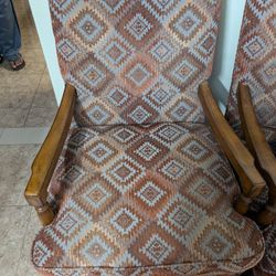 Six Vintage Upholstered Armchairs – Solid Wood Frame