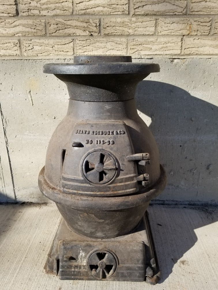Vintage Cast Iron Pot Belly Stove Sears Roebuck