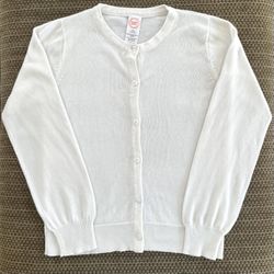 Wonder Nation Girls L 10-12 Cardigan Sweater White Knit Button Front Long Sleeve