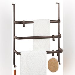Metal Over Shower Door Towel Rack Holder for Bathroom