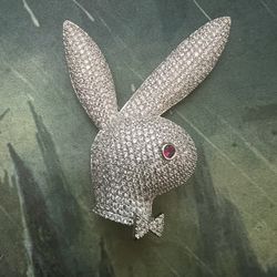 Stainless Steel Cz Bling Playboy Bunny Pendant