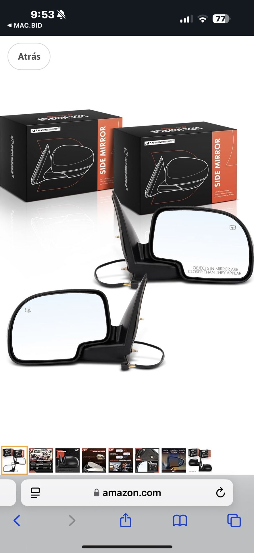 A-Premium Pair (2) Driver and Passenger Side Manual Door Mirror