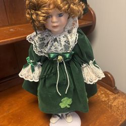 Vintage 16" Irish Porcelain Doll - St. Patrick's Day Decor