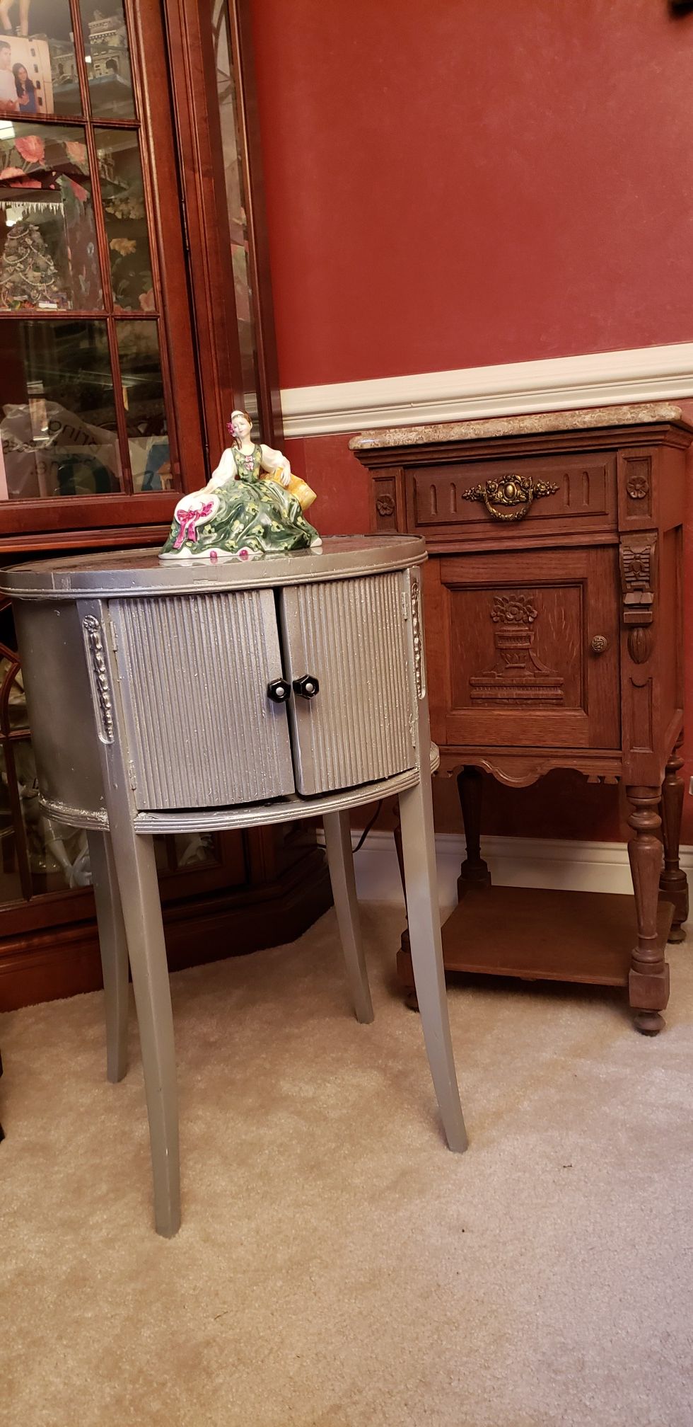 Square, Marble Top Side Table/Nightstand (left in photo)