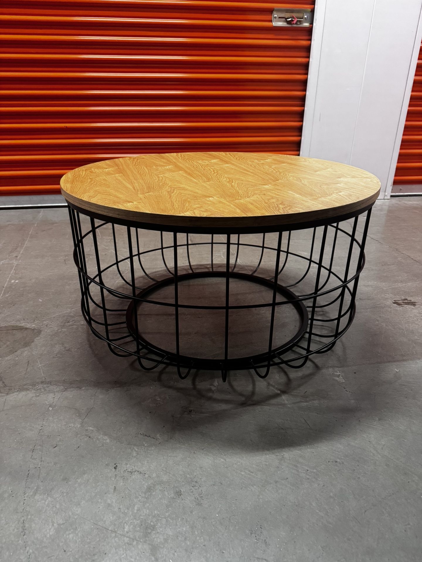 Wood And Black Metal Coffee Table 