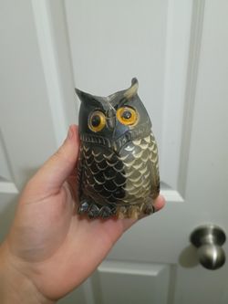 Vintage hand carved horn owl