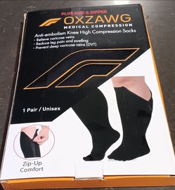 OXZAWG  MEDICAL COMPRESSION SOCKS 1 PAIR ZIPPER MODERATE (20-30) PLUS SIZE