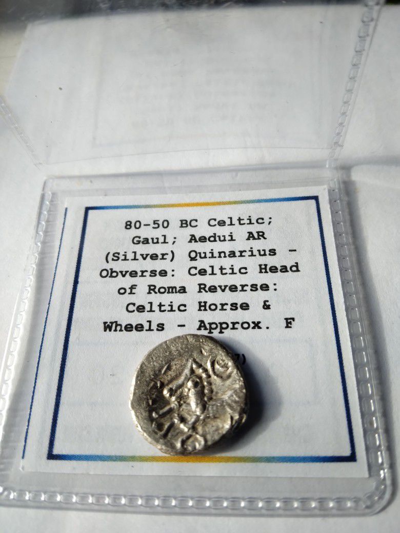 80-50 BC CELTIC GAUL AEDUI SILVER COIN 