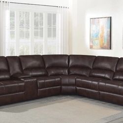 Brand New 3 PC Brown Reclining Sectional