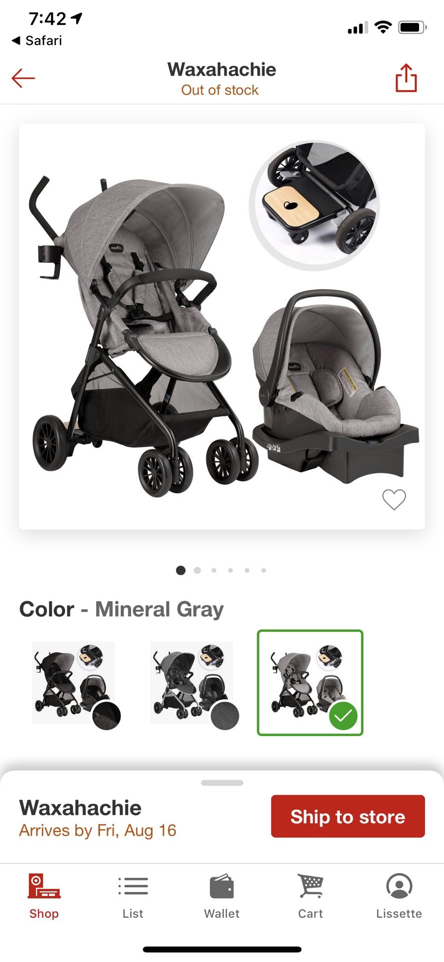 Evenflo car seat and stroller