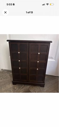 Dark Wood Two-Door Storage Cabinet