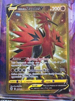 Galarian Zapdos V Gold Secret Rare 182/172