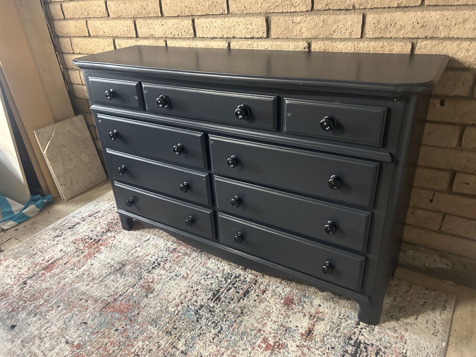 9 Drawer Dark Gray Dresser With Felt lined Drawers