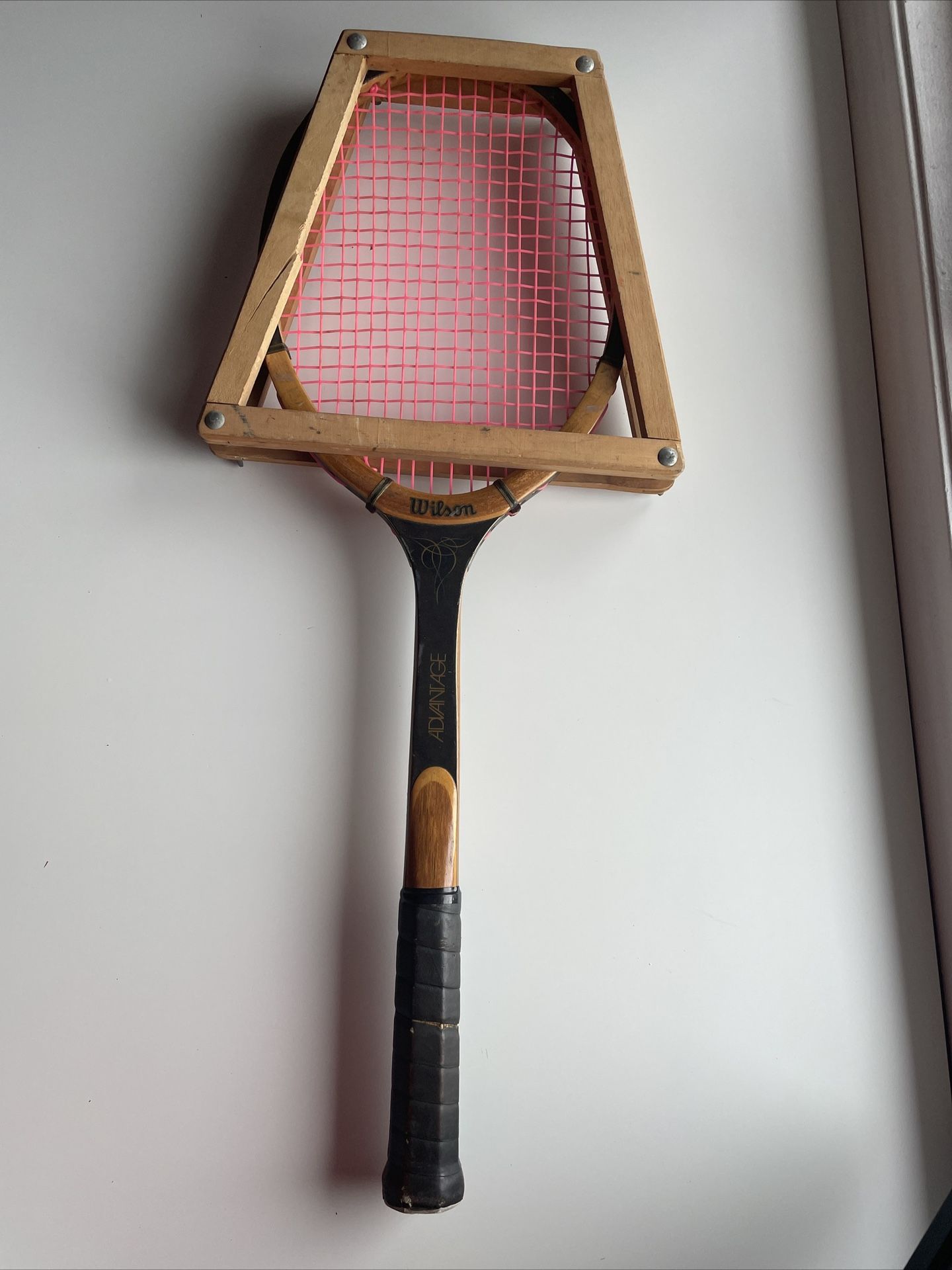 Vintage Wilson Advantage Wooden Tennis Racket  4.6”Grip w/ Wood Press