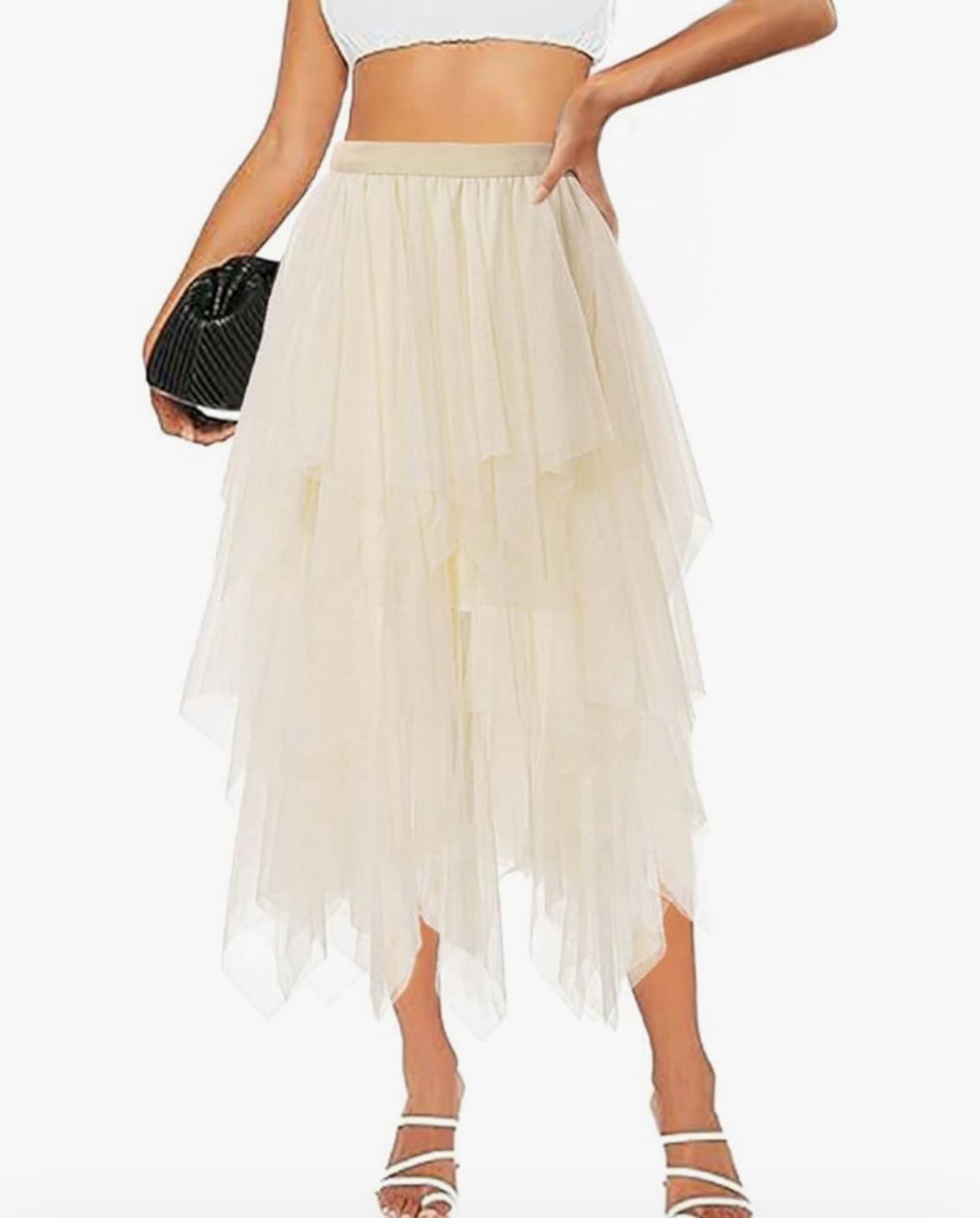 New No Tags Cream Tulle Skirt Fits A Small